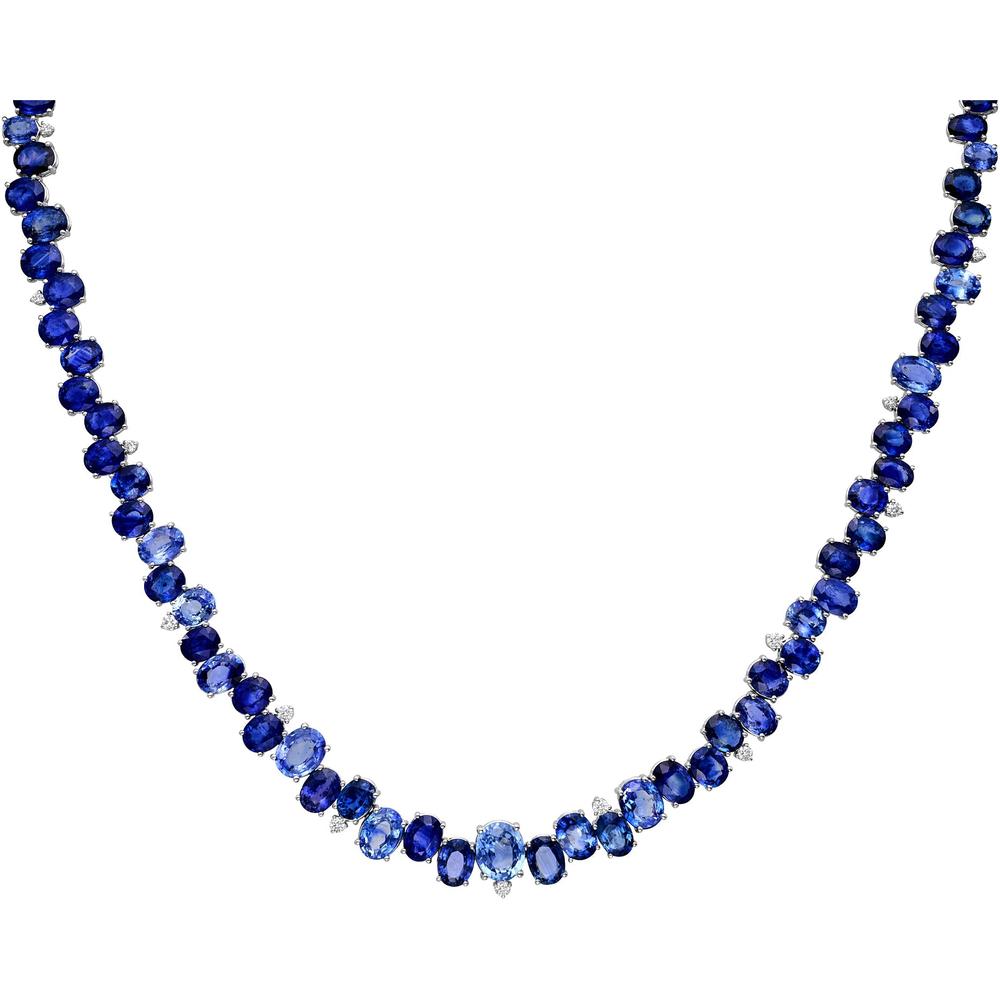 Ruchi New York - Tidal Blue Sapphire Necklace in 18K White Gold