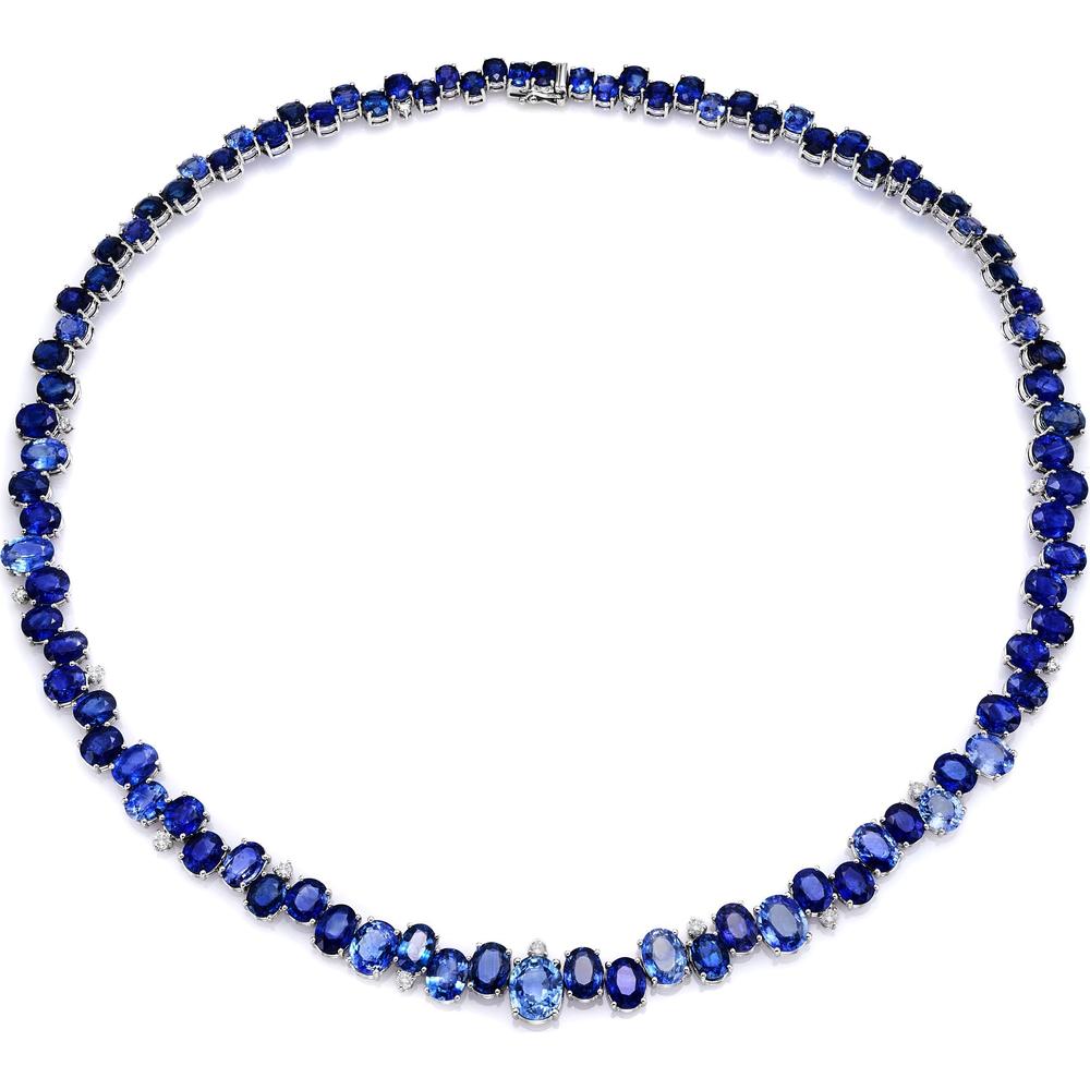 Ruchi New York - Tidal Blue Sapphire Necklace in 18K White Gold