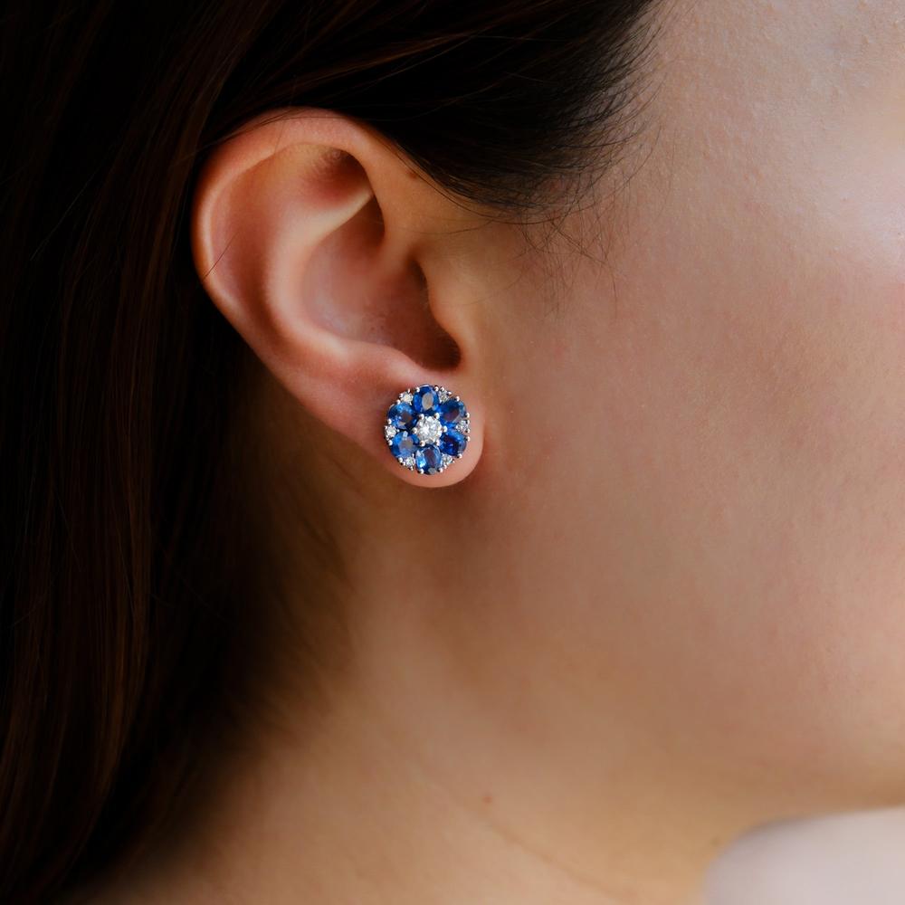 Ruchi New York - Tidal Blue Sapphire Stud Earrings in 18K White Gold