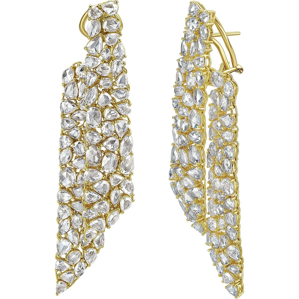 Ruchi New York - Tuberose 13.55 Carat Rose-Cut Diamond Front-Back Earrings in 18K Yellow Gold - Ruchi New York