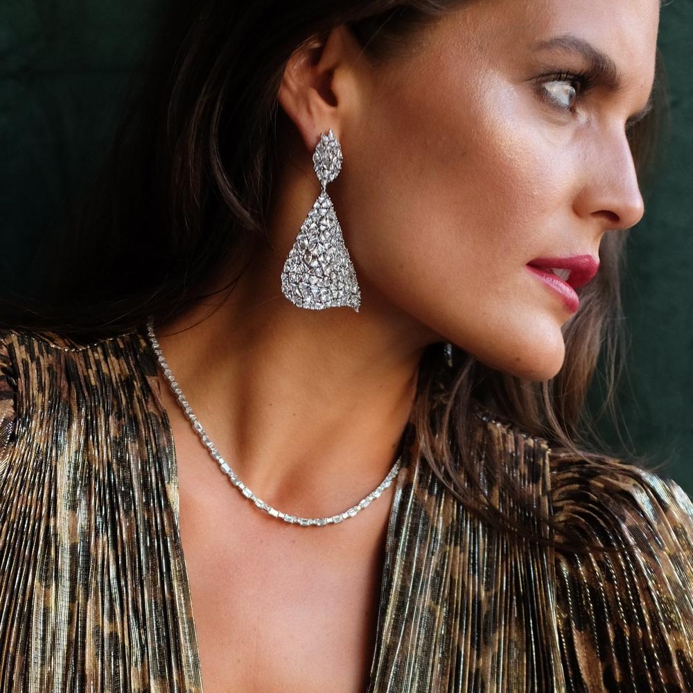 Ruchi New York - Vega Diamond Earrings in 18K White Gold
