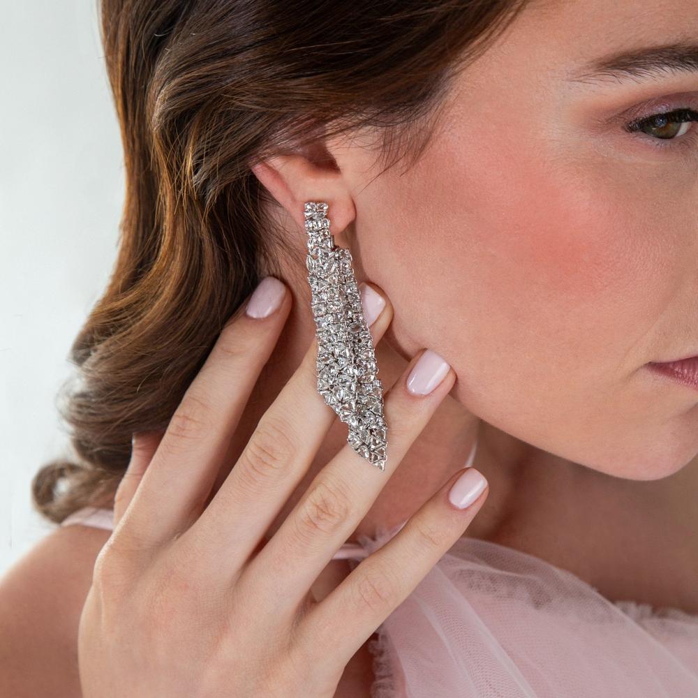 Ruchi New York - Vela Diamond Earrings in 18K White Gold