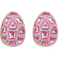 Ruchi New York - Venice 7.21 Carat Pink Sapphire & Diamond Teardrop Earrings in 18K Rose Gold - Ruchi New York