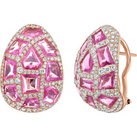 Ruchi New York - Venice 7.21 Carat Pink Sapphire & Diamond Teardrop Earrings in 18K Rose Gold - Ruchi New York