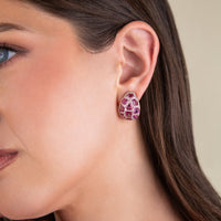 Ruchi New York - Venice 7.21 Carat Pink Sapphire & Diamond Teardrop Earrings in 18K Rose Gold - Ruchi New York