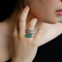 Ruchi New York - Vine Emerald Cocktail Ring in 18K White Gold