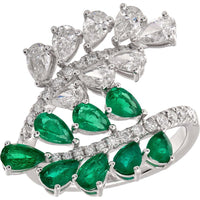 Ruchi New York - Vine Emerald Cocktail Ring in 18K White Gold