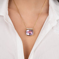 Ruchi New York - Viola 51.04 Carat Kunzite & Diamond Pendant Necklace in 18K Yellow Gold - Ruchi New York
