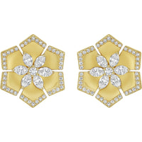 Ruchi New York - Virelai Marquise Diamond Floral Stud Earrings in 18K Yellow Gold - Ruchi New York