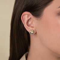 Ruchi New York - Virelai Marquise Diamond Floral Stud Earrings in 18K Yellow Gold - Ruchi New York