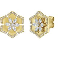 Ruchi New York - Virelai Marquise Diamond Floral Stud Earrings in 18K Yellow Gold - Ruchi New York