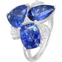 Ruchi New York - Virgo 7.17 Carat Mixed-Shape Blue Sapphire & Diamond Cocktail Ring in 18K White Gold - Ruchi New York