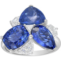 Ruchi New York - Virgo 7.17 Carat Mixed-Shape Blue Sapphire & Diamond Cocktail Ring in 18K White Gold - Ruchi New York