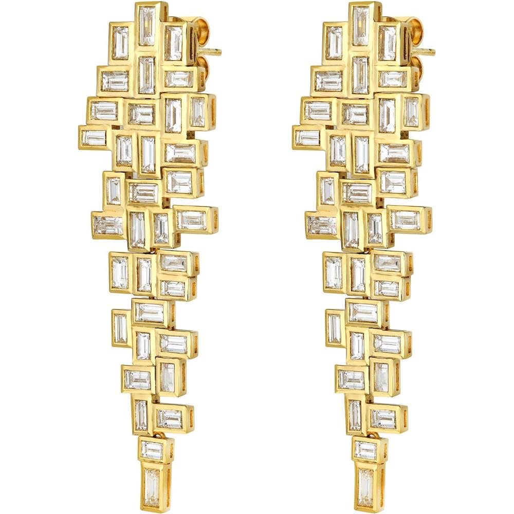 Ruchi New York - Waterfall Diamond Chandelier Earrings in 18K Yellow Gold