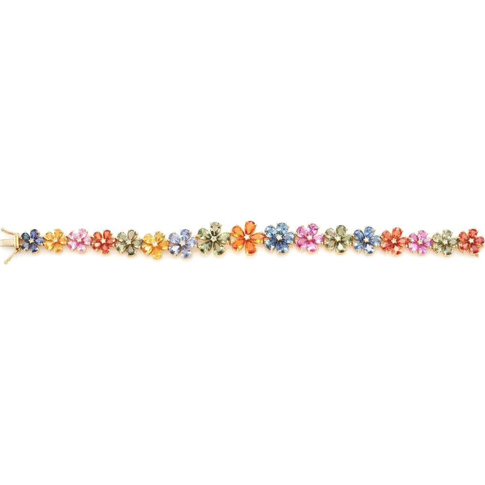 Ruchi New York - Wildflower Multi-Colored Sapphire Bracelet in 18K Yellow Gold