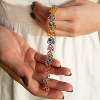 Ruchi New York - Wildflower Multi-Colored Sapphire Bracelet in 18K Yellow Gold