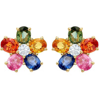 Ruchi New York - Wildflower Multi-Colored Sapphire Mini Stud Earrings in 18K Yellow Gold