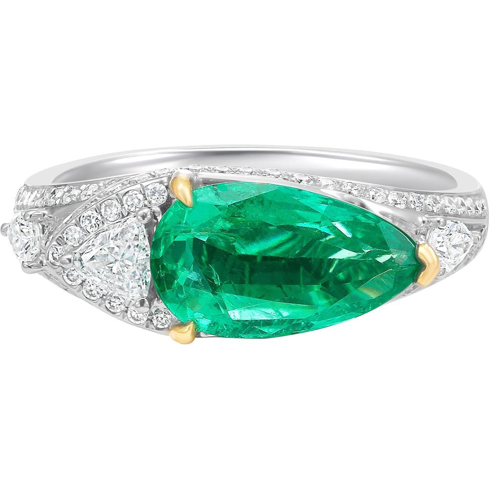 Ruchi New York - Xenia Emerald Ring in 18K White Gold