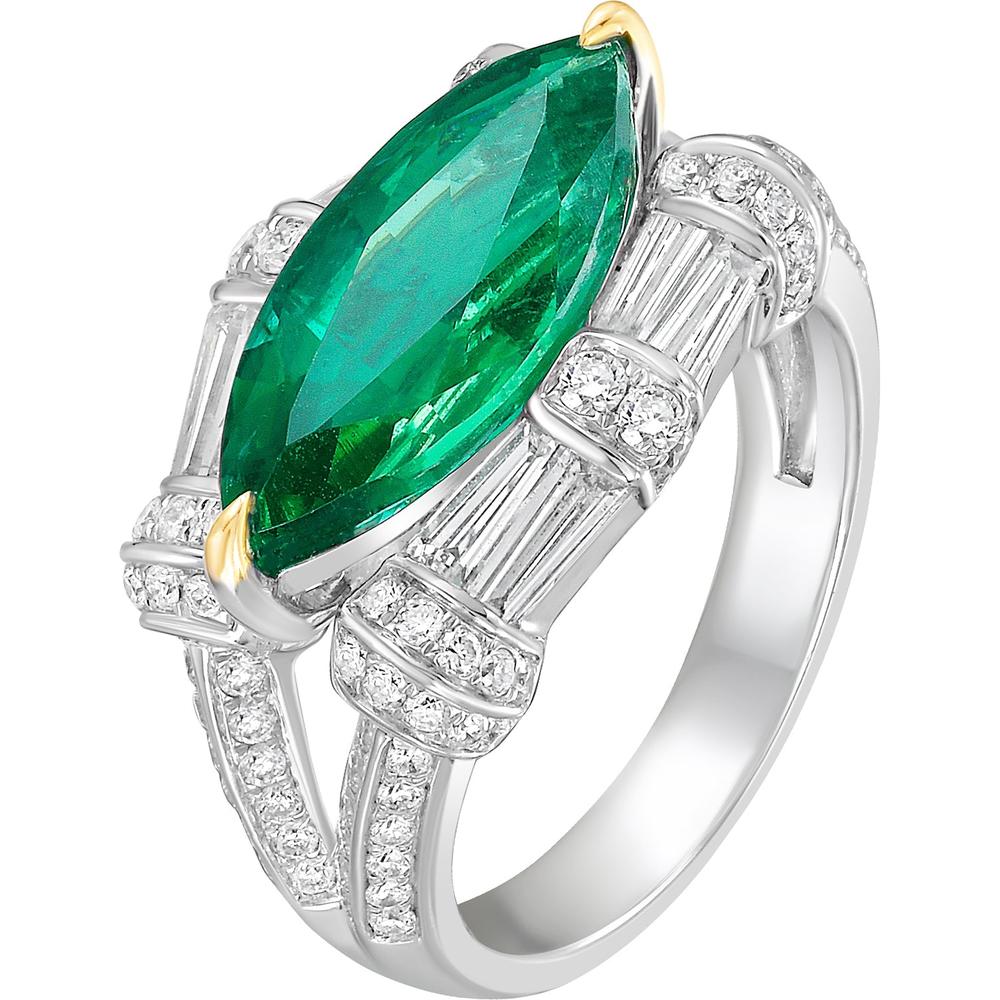 Ruchi New York - Xenissima Emerald Cocktail Ring in 14K White Gold
