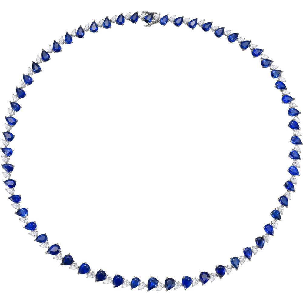 Ruchi New York - Zafiro Blue Sapphire Necklace in 18K White Gold