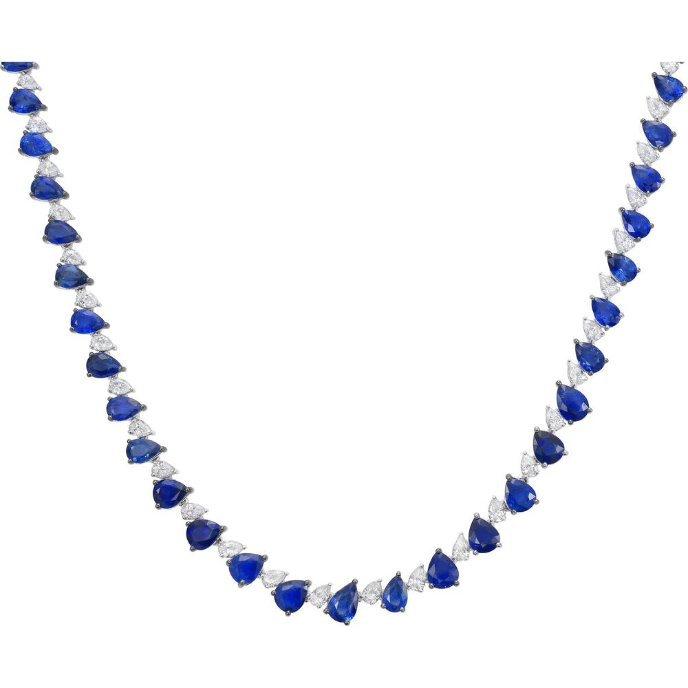 Ruchi New York - Zafiro Blue Sapphire Necklace in 18K White Gold