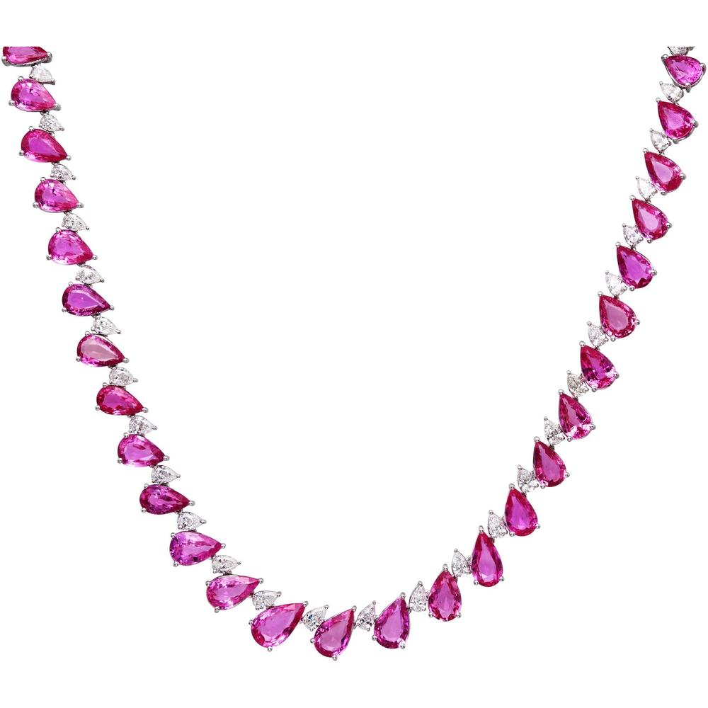 Ruchi New York - Zafiro Pink Sapphire Necklace in 18K White Gold