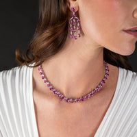 Ruchi New York - Zafiro Pink Sapphire Necklace in 18K White Gold