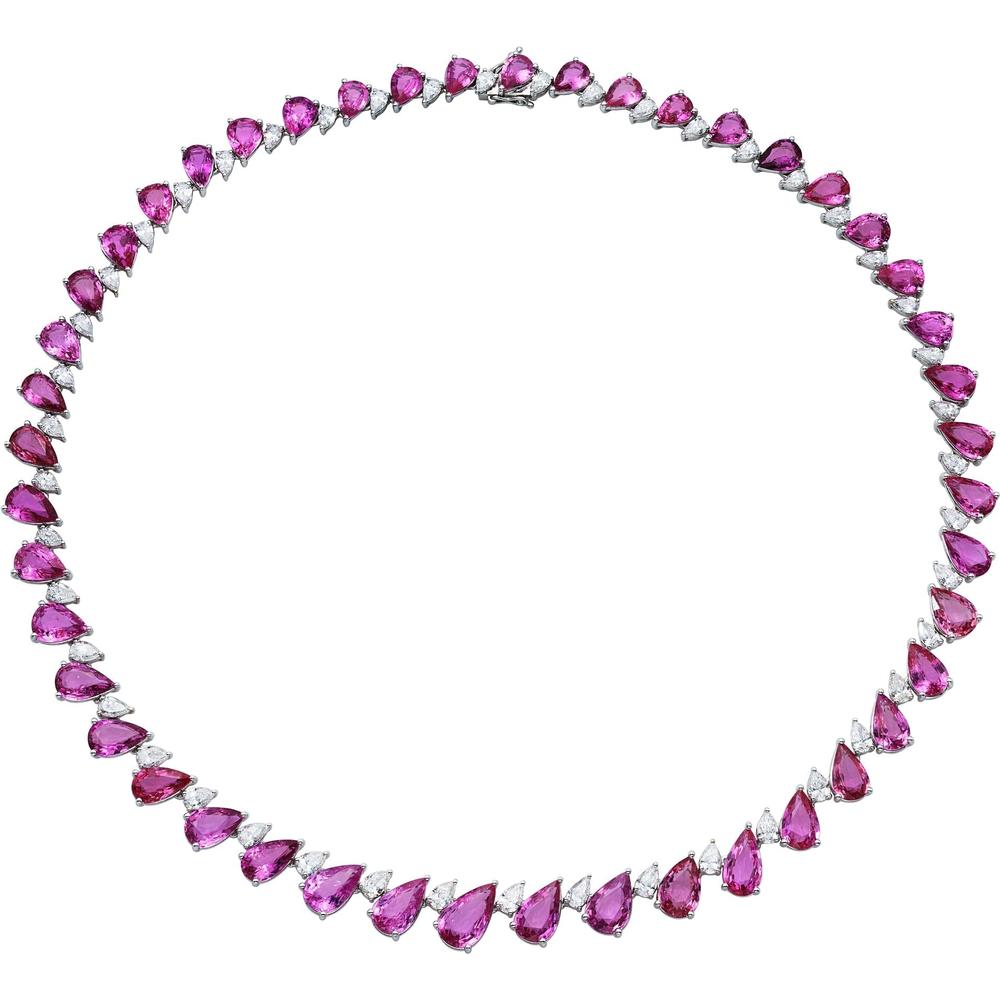 Ruchi New York - Zafiro Pink Sapphire Necklace in 18K White Gold