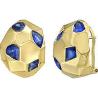 Ruchi New York - Zahi Blue Sapphire Sculptural Stud Earrings in 18K Yellow Gold - Ruchi New York