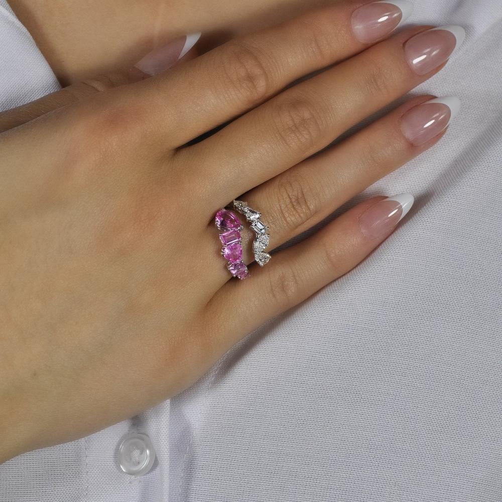 Ruchi New York - Zinnia Pink Sapphire Wrap Ring in 18K White Gold