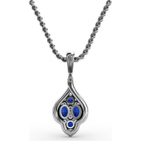 Sapphire and Diamond Cluster Pendant with Pavé Halo by Fana - 1.66 Carat Total Gemstone Weight