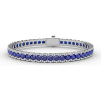 Sapphire and Diamond Halo Bracelet with Round Blue Sapphires by Fana - 12.60 Carat Total Gemstone Weight