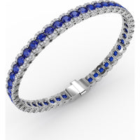 Sapphire and Diamond Halo Bracelet with Round Blue Sapphires by Fana - 12.60 Carat Total Gemstone Weight