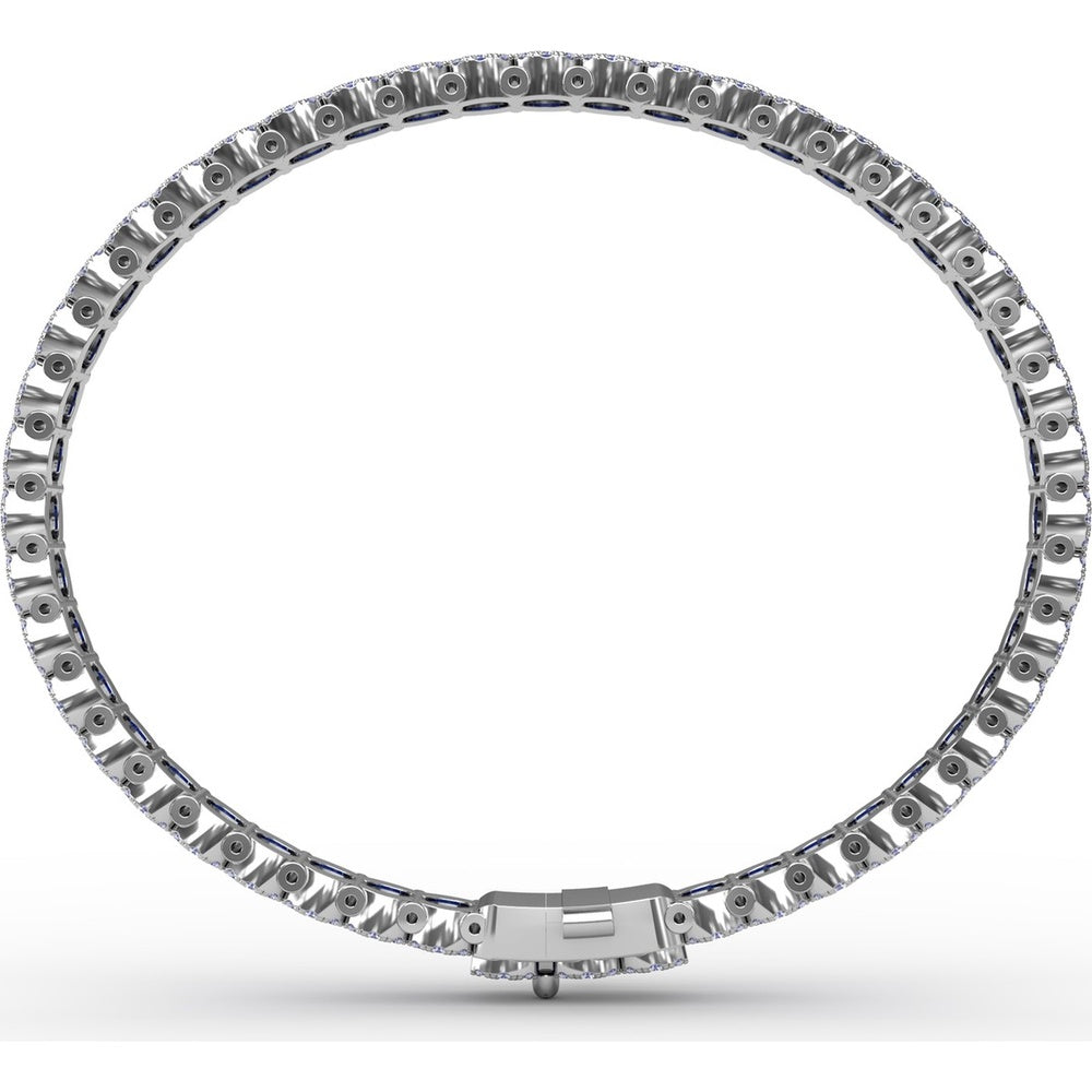 Sapphire and Diamond Halo Bracelet with Round Blue Sapphires by Fana - 12.60 Carat Total Gemstone Weight