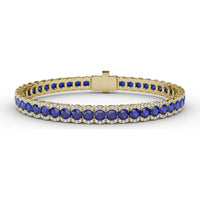 Sapphire and Diamond Halo Bracelet with Round Blue Sapphires by Fana - 12.60 Carat Total Gemstone Weight