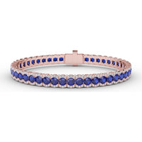 Sapphire and Diamond Halo Bracelet with Round Blue Sapphires by Fana - 12.60 Carat Total Gemstone Weight