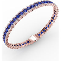 Sapphire and Diamond Halo Bracelet with Round Blue Sapphires by Fana - 12.60 Carat Total Gemstone Weight