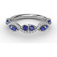 Sapphire and Diamond Twist Band with Marquise Sapphires by Fana - 0.77 Carat Total Gemstone Weight