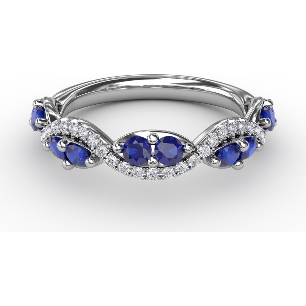 Sapphire and Diamond Twist Band with Marquise Sapphires by Fana - 0.77 Carat Total Gemstone Weight