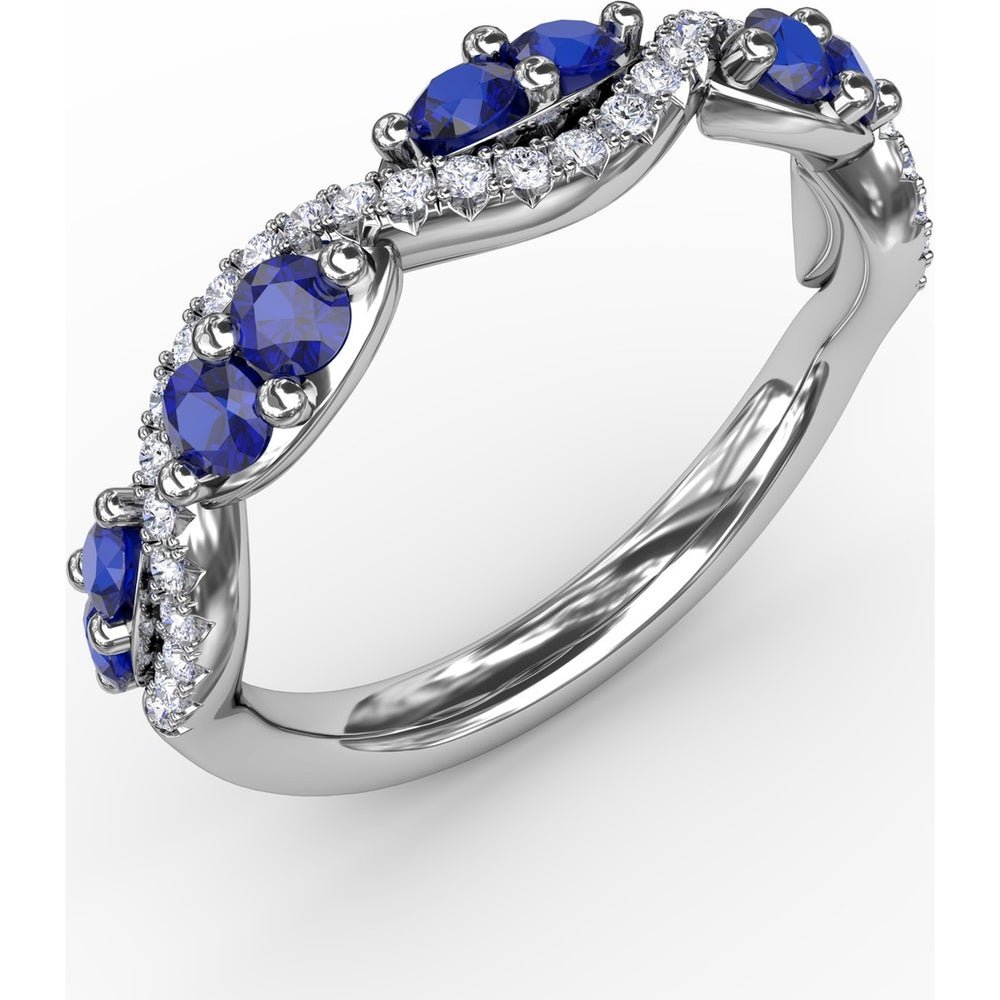 Sapphire and Diamond Twist Band with Marquise Sapphires by Fana - 0.77 Carat Total Gemstone Weight