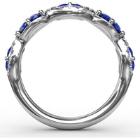 Sapphire and Diamond Twist Band with Marquise Sapphires by Fana - 0.77 Carat Total Gemstone Weight