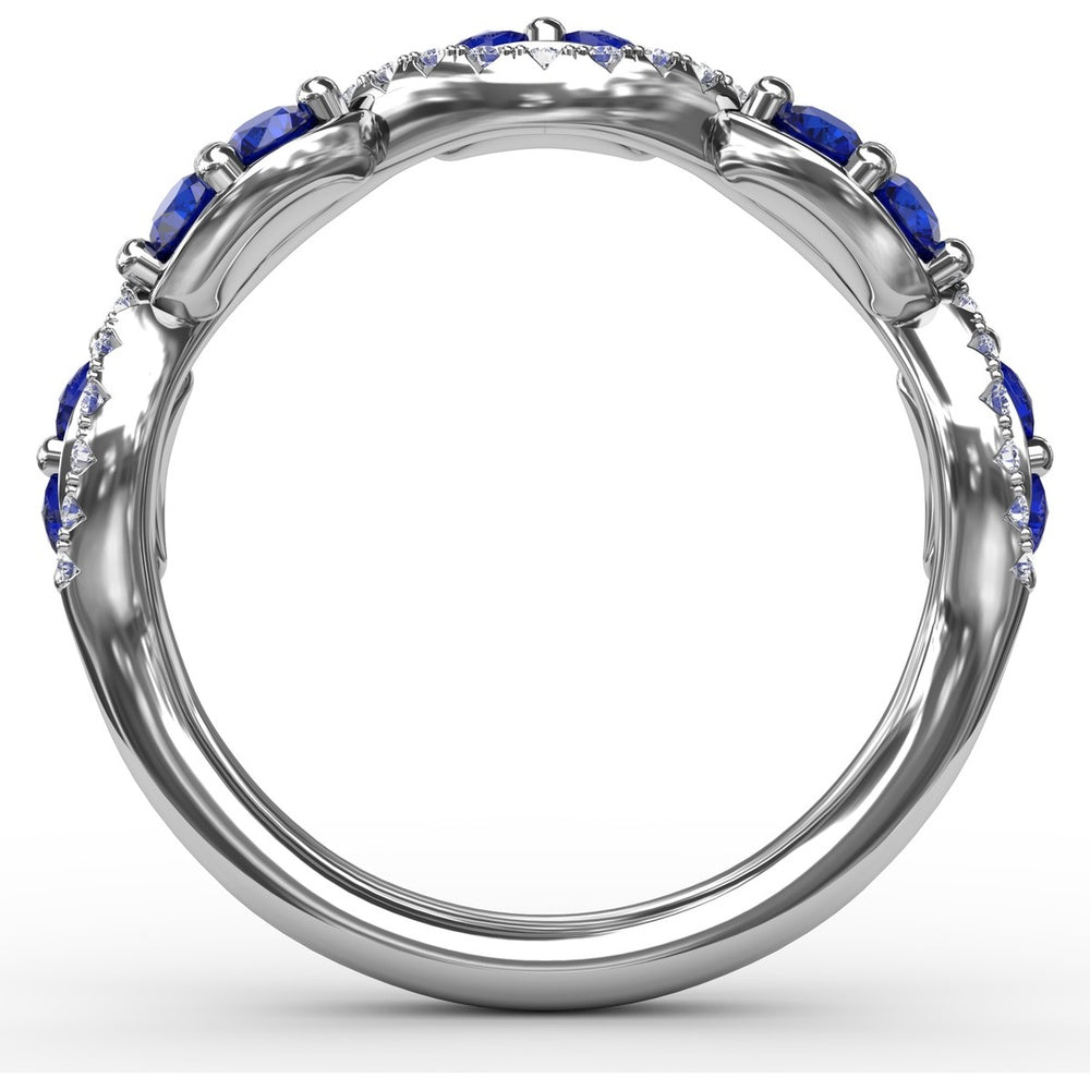 Sapphire and Diamond Twist Band with Marquise Sapphires by Fana - 0.77 Carat Total Gemstone Weight