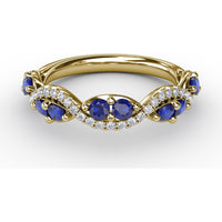 Sapphire and Diamond Twist Band with Marquise Sapphires by Fana - 0.77 Carat Total Gemstone Weight