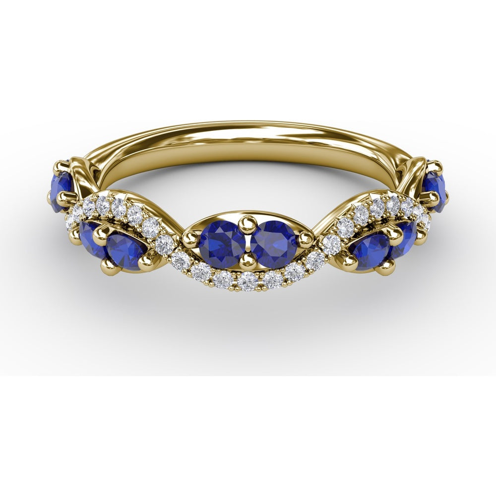 Sapphire and Diamond Twist Band with Marquise Sapphires by Fana - 0.77 Carat Total Gemstone Weight