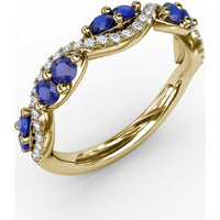 Sapphire and Diamond Twist Band with Marquise Sapphires by Fana - 0.77 Carat Total Gemstone Weight