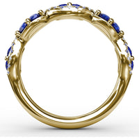 Sapphire and Diamond Twist Band with Marquise Sapphires by Fana - 0.77 Carat Total Gemstone Weight