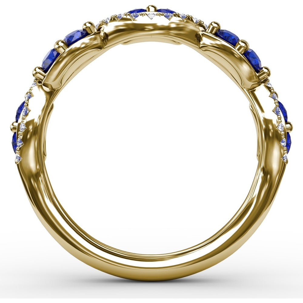 Sapphire and Diamond Twist Band with Marquise Sapphires by Fana - 0.77 Carat Total Gemstone Weight