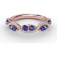 Sapphire and Diamond Twist Band with Marquise Sapphires by Fana - 0.77 Carat Total Gemstone Weight