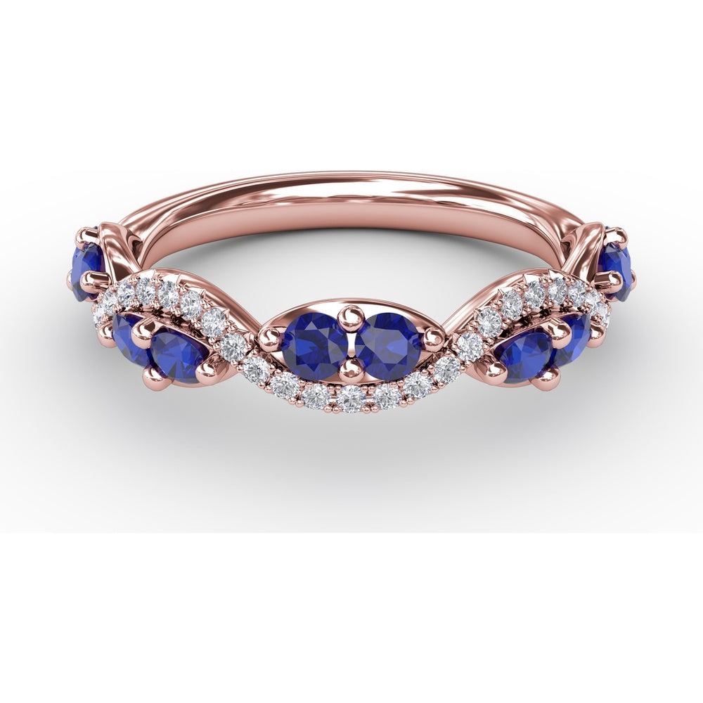 Sapphire and Diamond Twist Band with Marquise Sapphires by Fana - 0.77 Carat Total Gemstone Weight