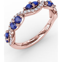 Sapphire and Diamond Twist Band with Marquise Sapphires by Fana - 0.77 Carat Total Gemstone Weight